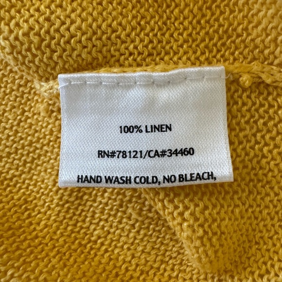 Eileen Fisher 100% Linen Pullover Boatneck Roll Hem Sweater, Yellow, Size PP - Picture 7 of 9